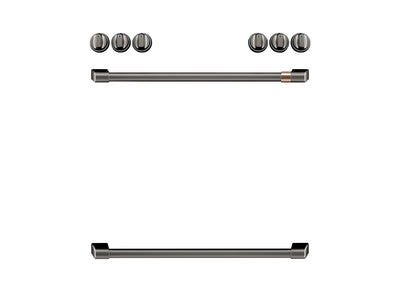 Café™ Brushed Black Front Control Electric Knobs and Handles Set - CXFCEHKPMBT
