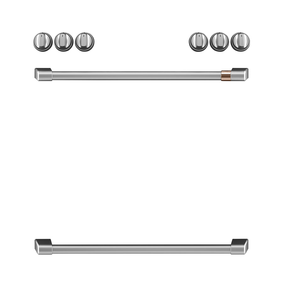 Café™ Brushed Stainless Front Control Electric Knobs and Handles Set - CXFCEHKPMSS