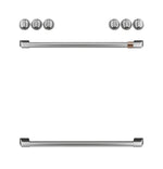 Café™ Brushed Stainless Front Control Gas Knobs and Handles Set- CXFCGHKPMSS