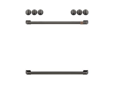 Café™ Brushed Black Front Control Induction Knobs and Handles Set - CXFCHHKPMBT