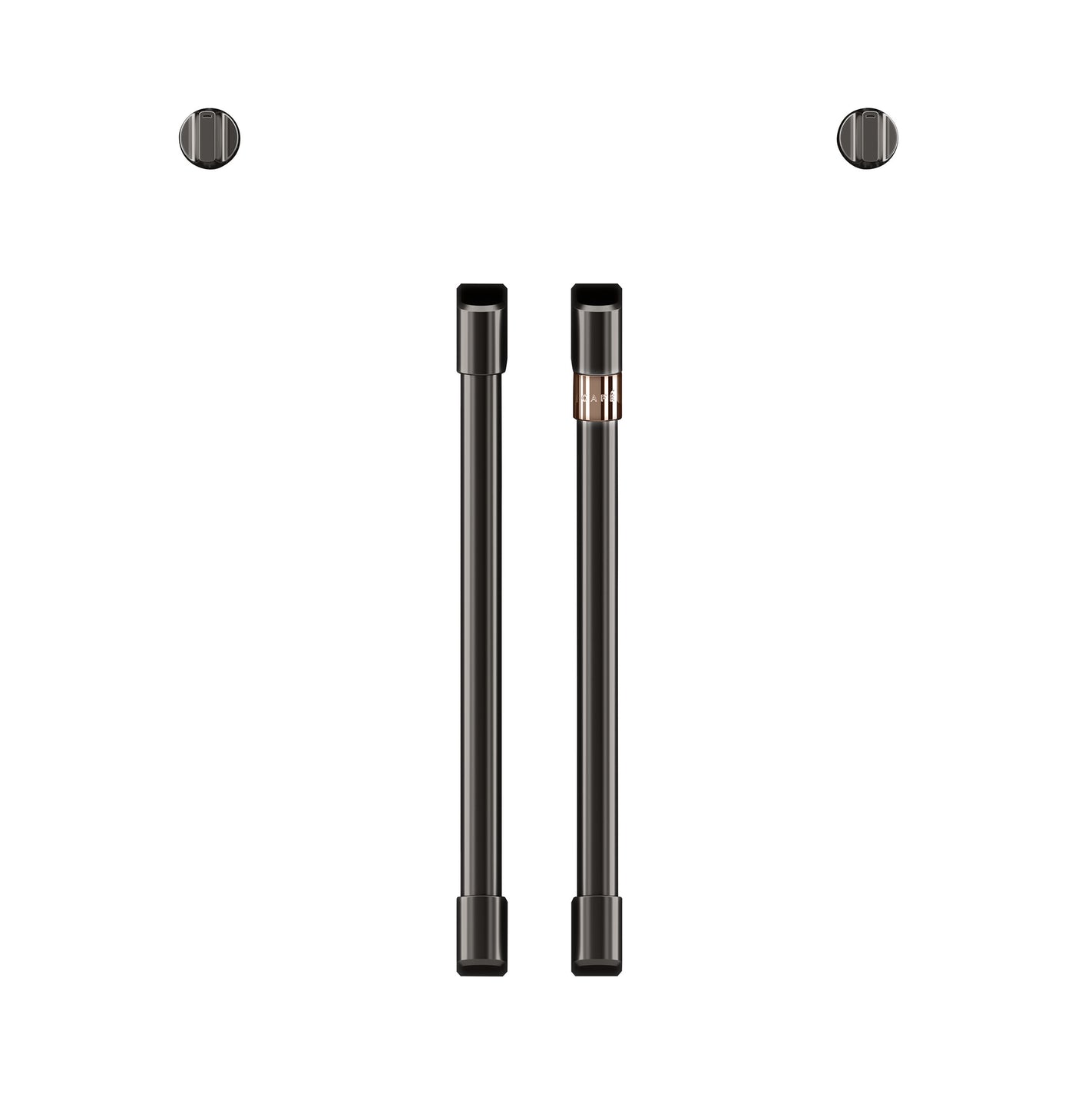 Café™ Brushed Black 2Pcs. French-Door Handles and 2Pcs. Knobs Set - CXWSFHKPMBT