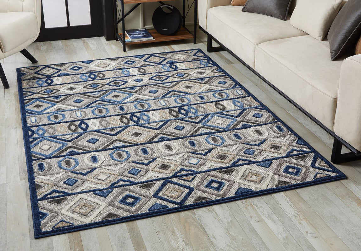 Penniac II Indoor/Outdoor Area Rug 5'3" X 7' Grey/Blue Leon's