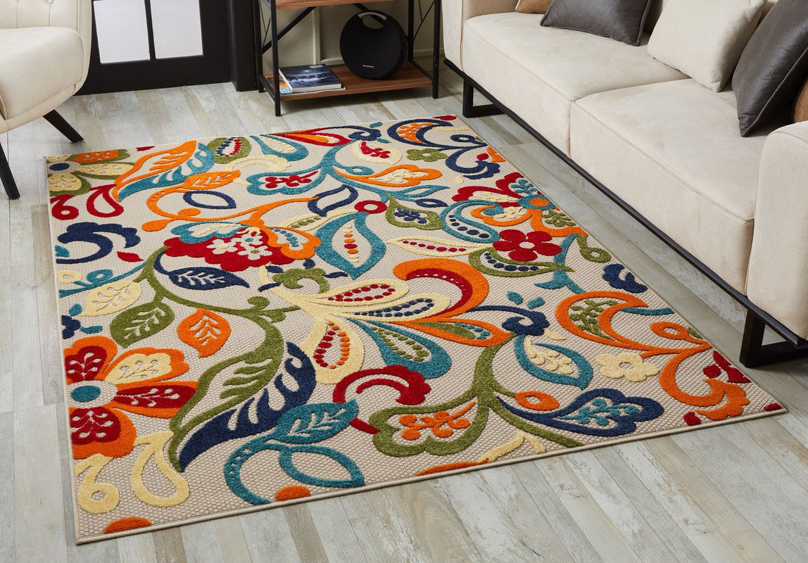 Penniac VI Indoor/Outdoor Area Rug - 6'7" X 9' - Ivory/Multi