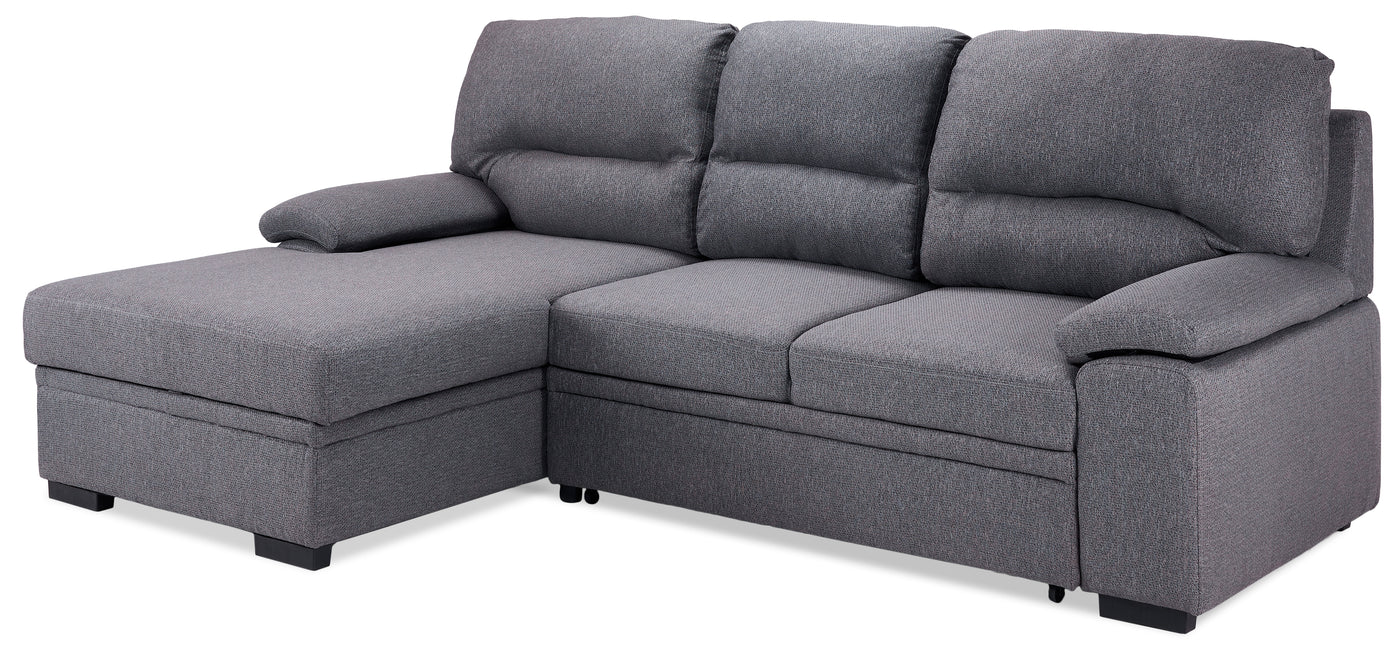 Camille PopUp Sofa Bed with LeftFacing Chaise Grey, Charcoal Leon's
