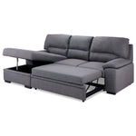 Camille Pop-Up Sofa Bed with Left-Facing Chaise- Grey, Charcoal