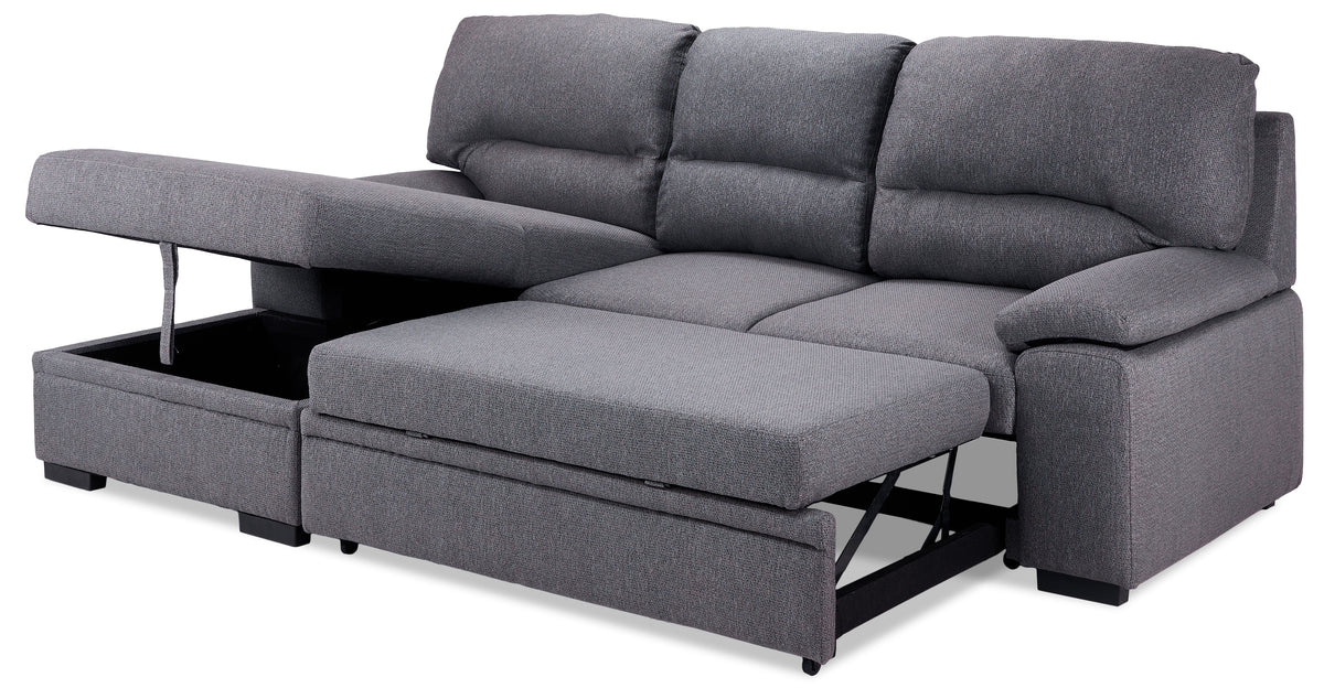 Camille PopUp Sofa Bed with LeftFacing Chaise Grey, Charcoal Leon's