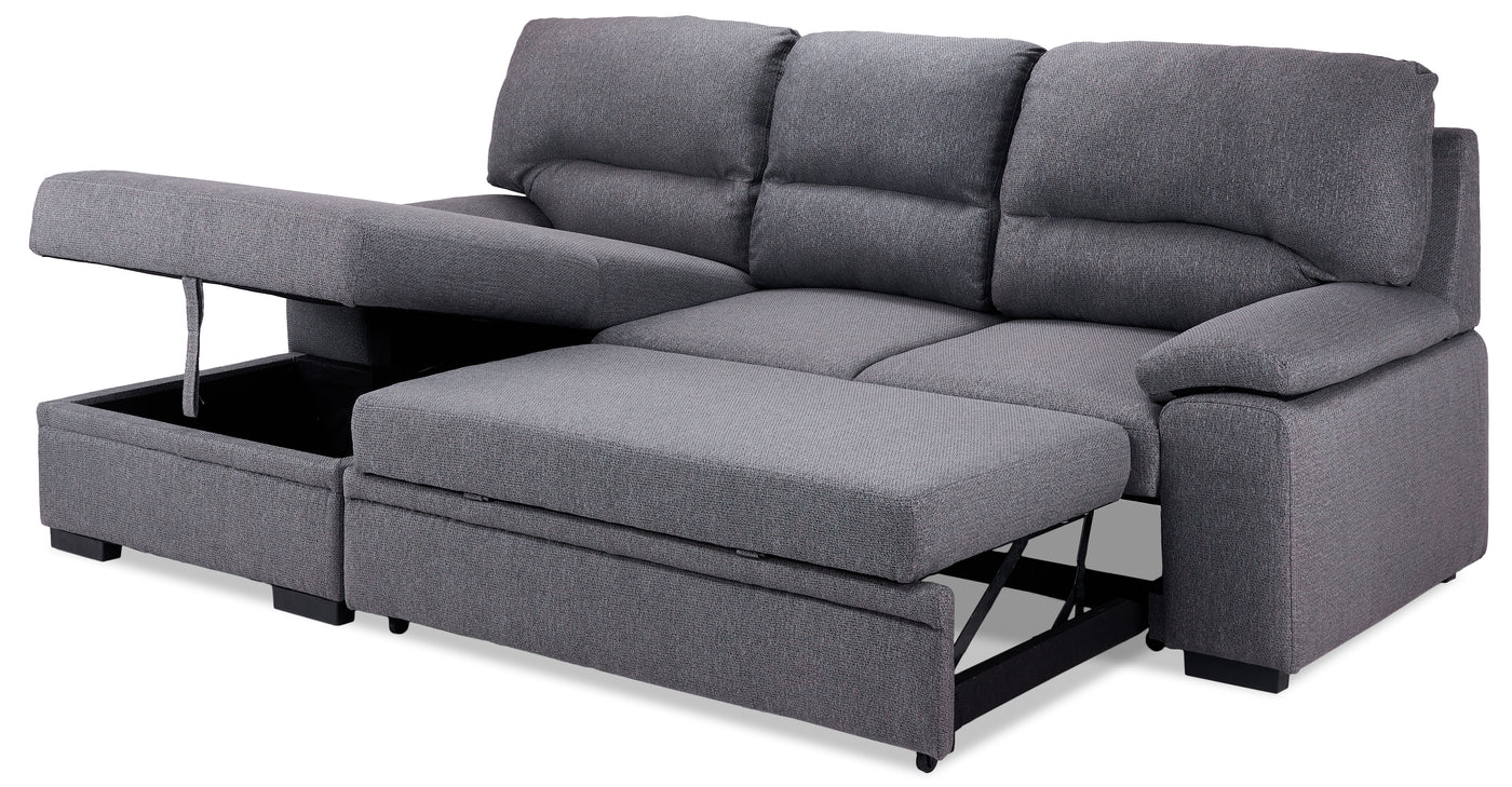 Camille PopUp Sofa Bed with LeftFacing Chaise Grey, Charcoal Leon's