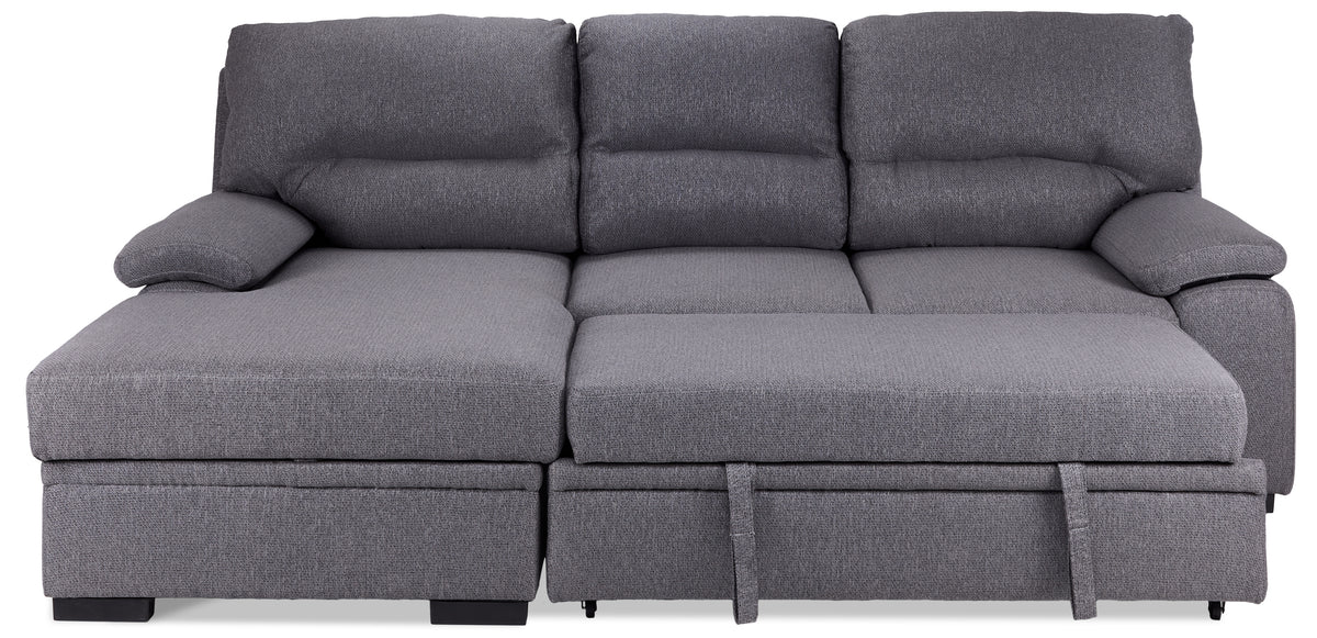 Camille PopUp Sofa Bed with LeftFacing Chaise Grey, Charcoal Leon's
