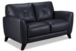 Carole Leather Loveseat - Grey