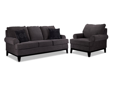 Crizia Sofa and Chair Set - Dark Grey