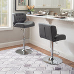 Bridger Bar Height Stool - Grey, Chrome