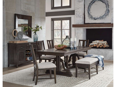 Westley Falls 6-Piece Dining Set with Upholstered Seat Bench - Brown