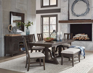 Westley Falls 6-Piece Dining Set with Upholstered Seat Bench - Brown