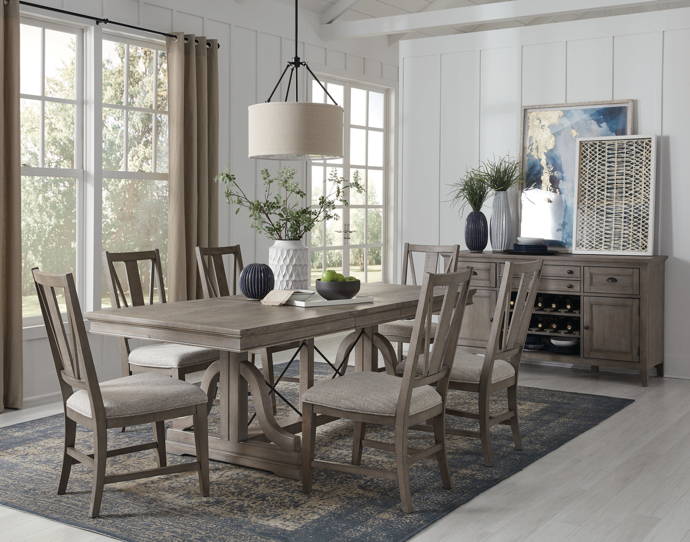 Paxton Place 7-Piece Dining Set - Greyish Brown