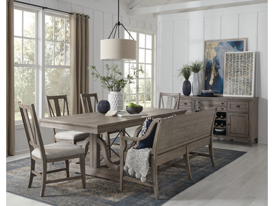 Paxton Place 6-Piece Dining Set With Bench With Back - Greyish Brown