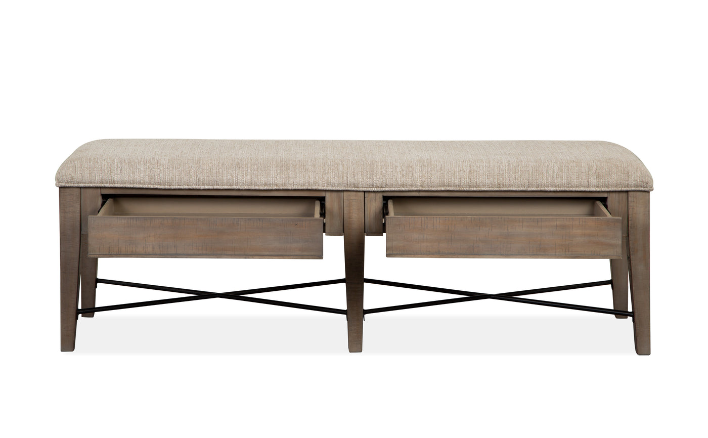 Paxton Place Bench With Storage - Grayish Brown