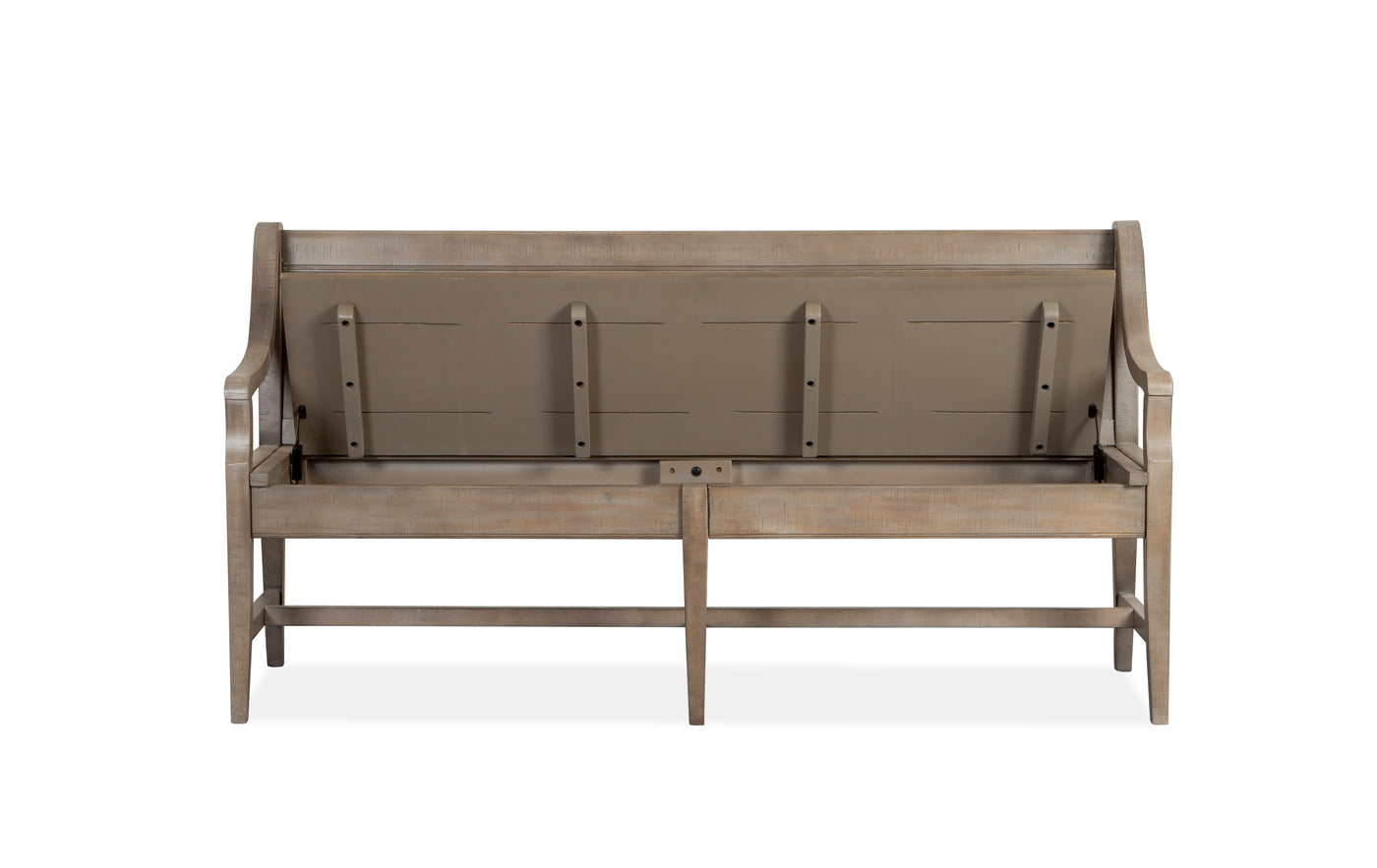 Paxton Place Bench With Back and Storage - Grayish Brown