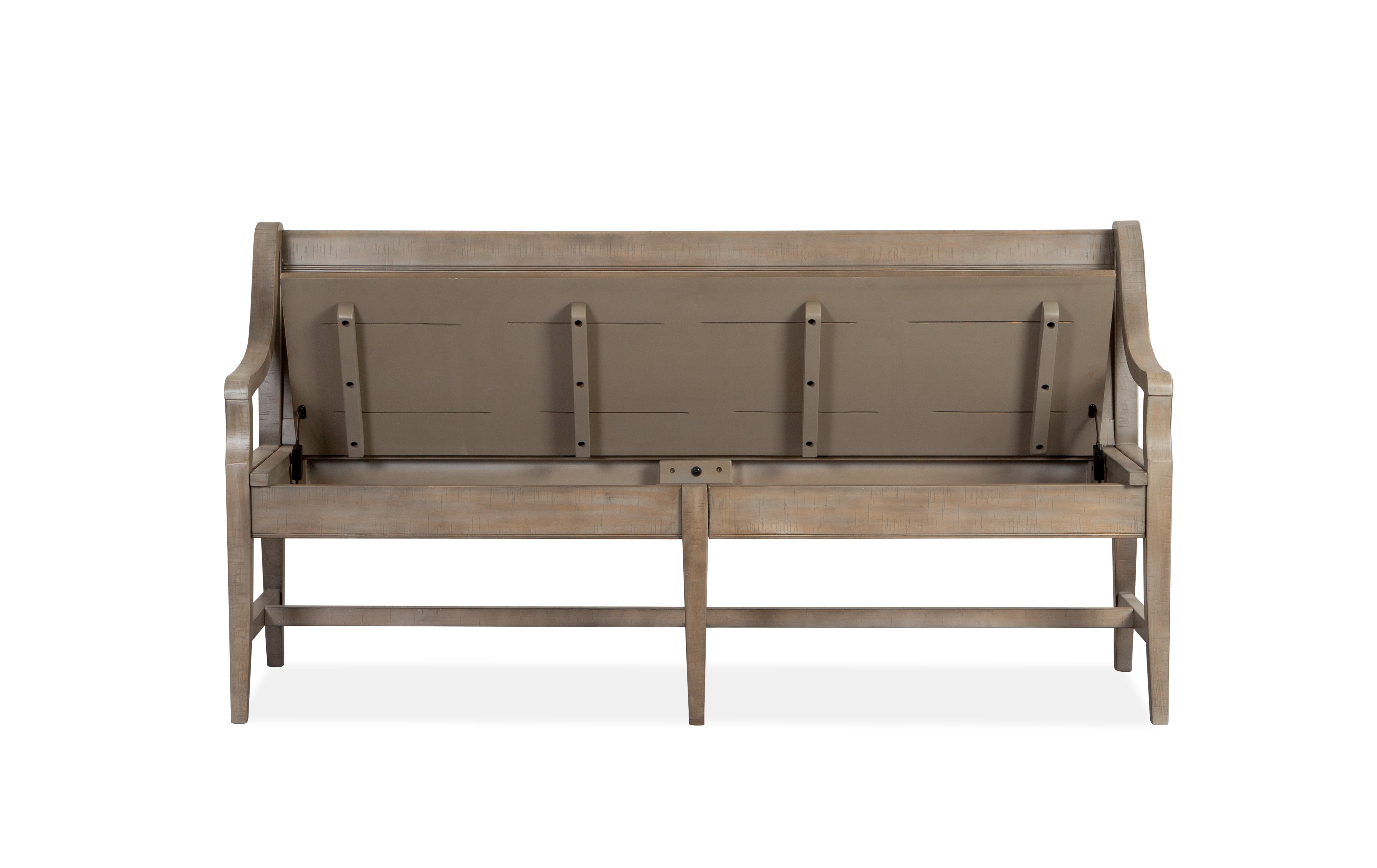 Paxton Place Bench With Back and Storage - Greyish Brown