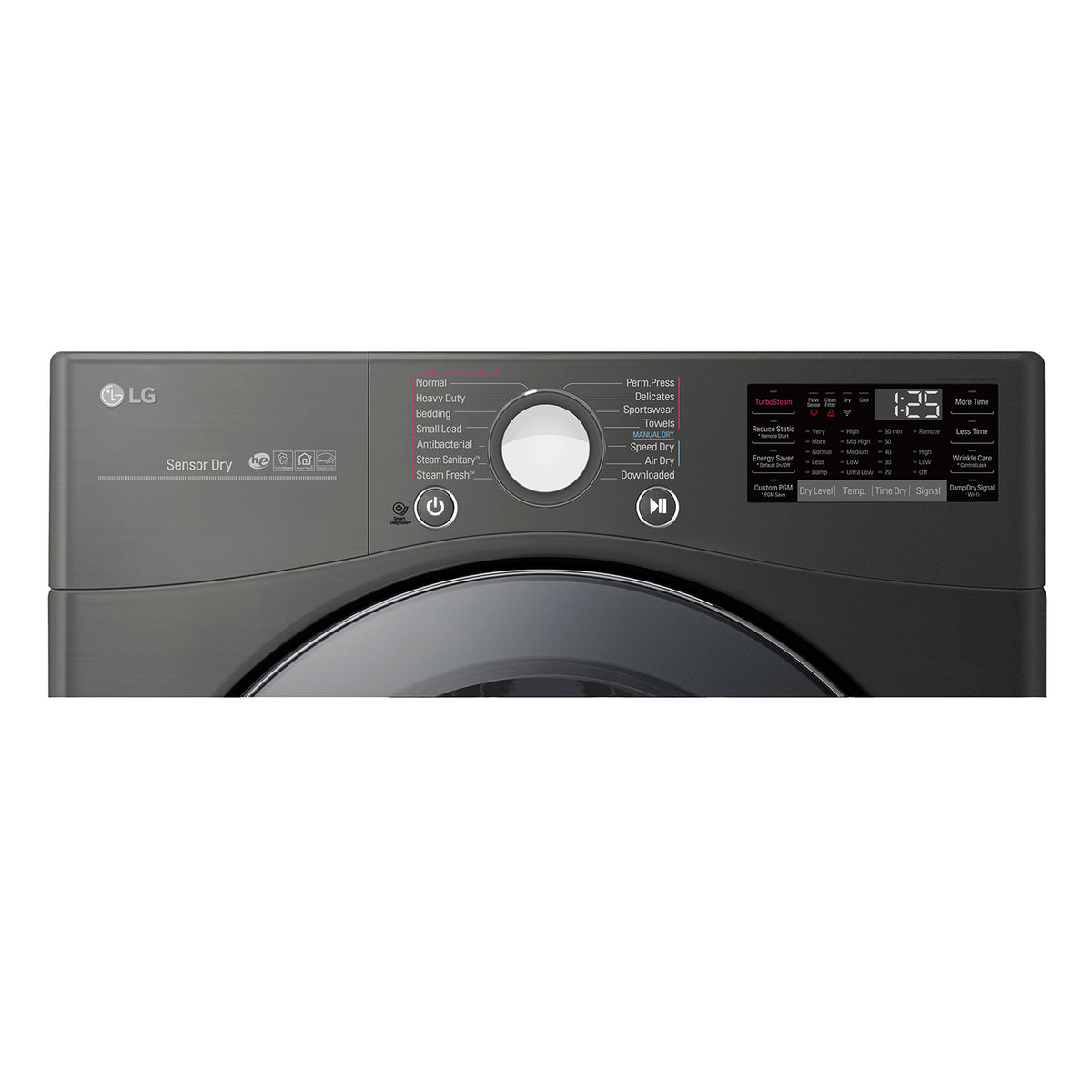 LG Black Steel Gas Dryer with SmartThinQ® Wi-Fi Enabled and TurboSteam™ (7.4 Cu.Ft) - DLGX3901B