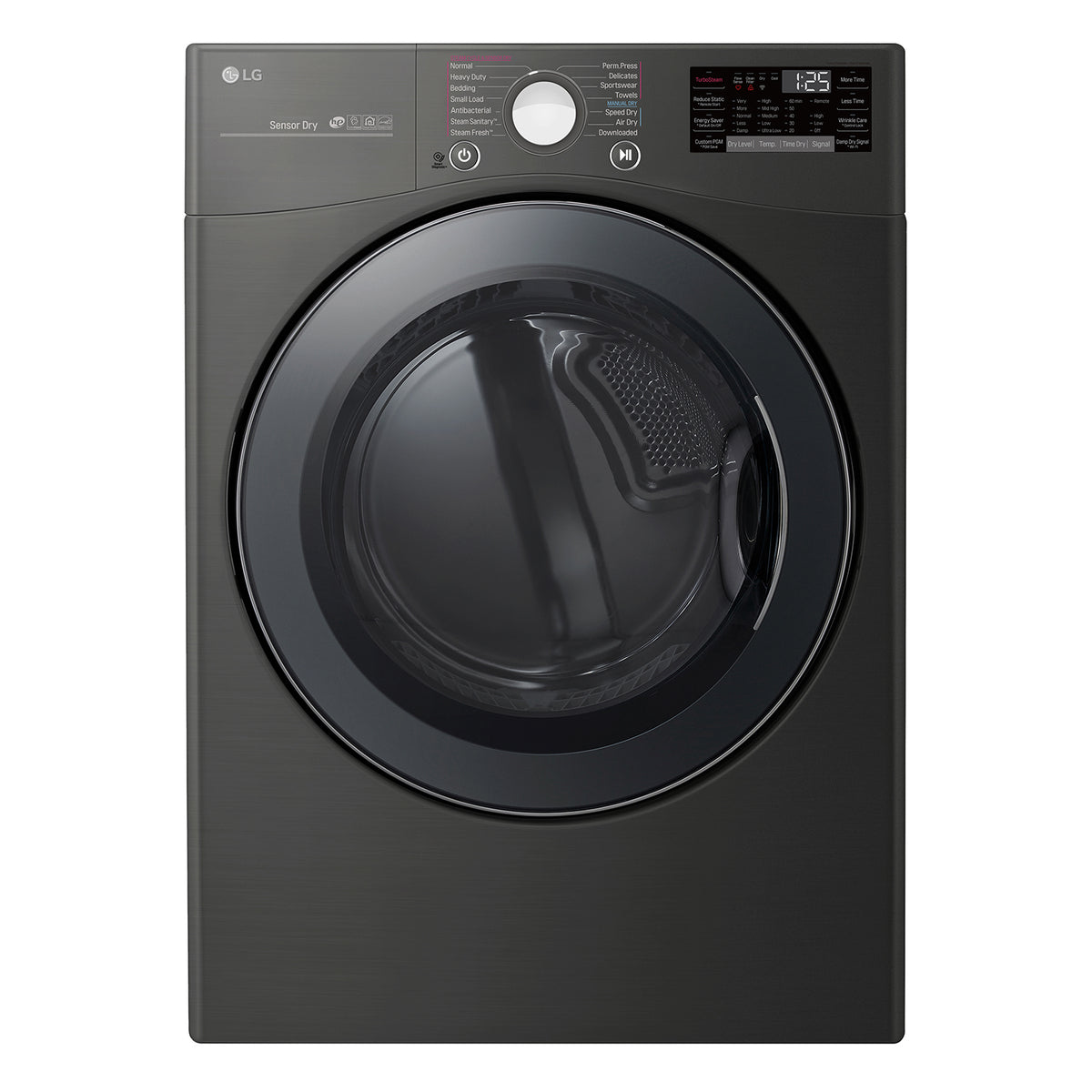 LG Black Steel Gas Dryer with SmartThinQ® Wi-Fi Enabled and TurboSteam™ (7.4 Cu.Ft) - DLGX3901B