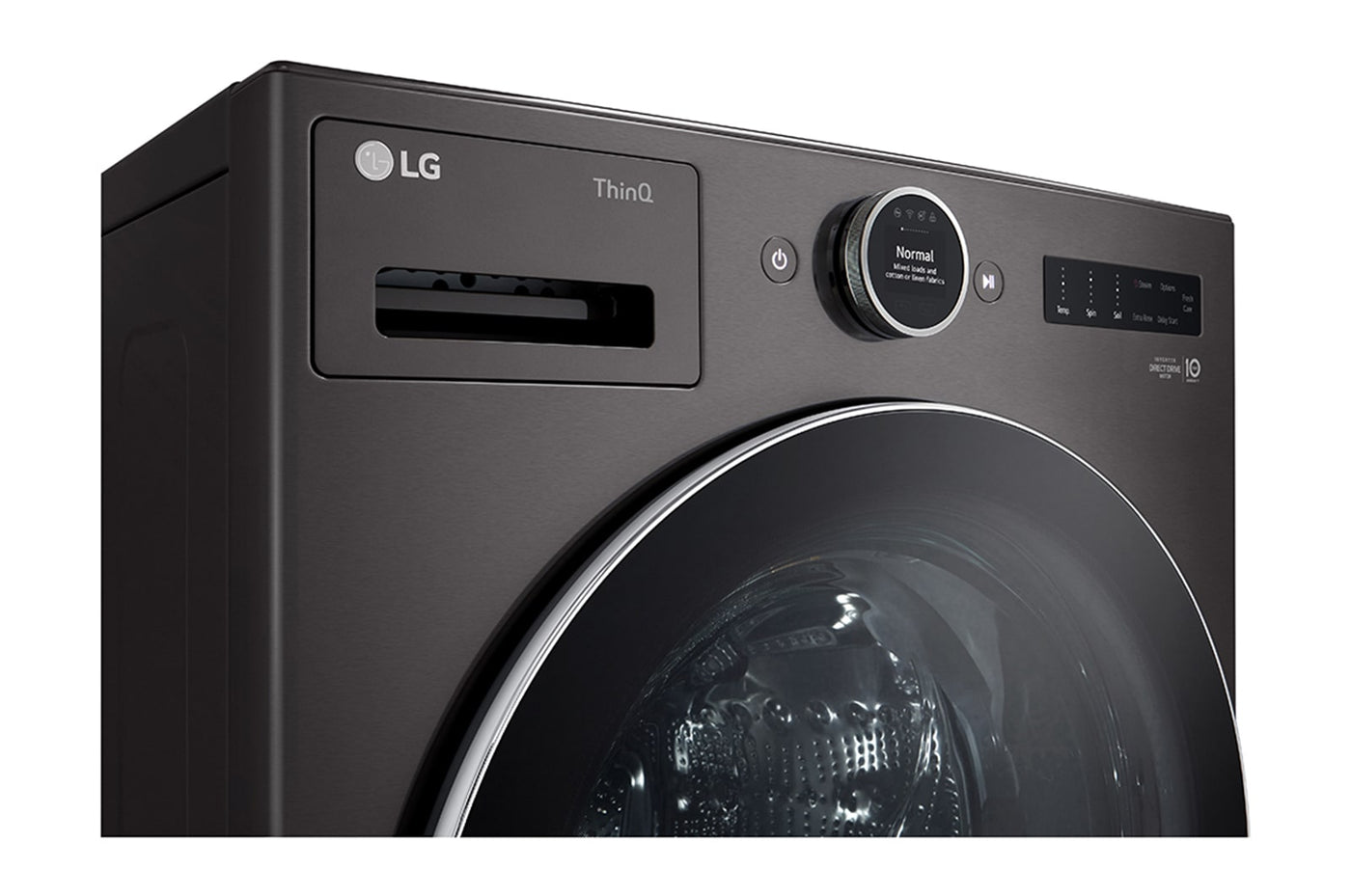 LG Black Steel 5.8 cu. ft. Front Load Washer with AI DD™ 2.0 and LCD Knob - WM6700HBA