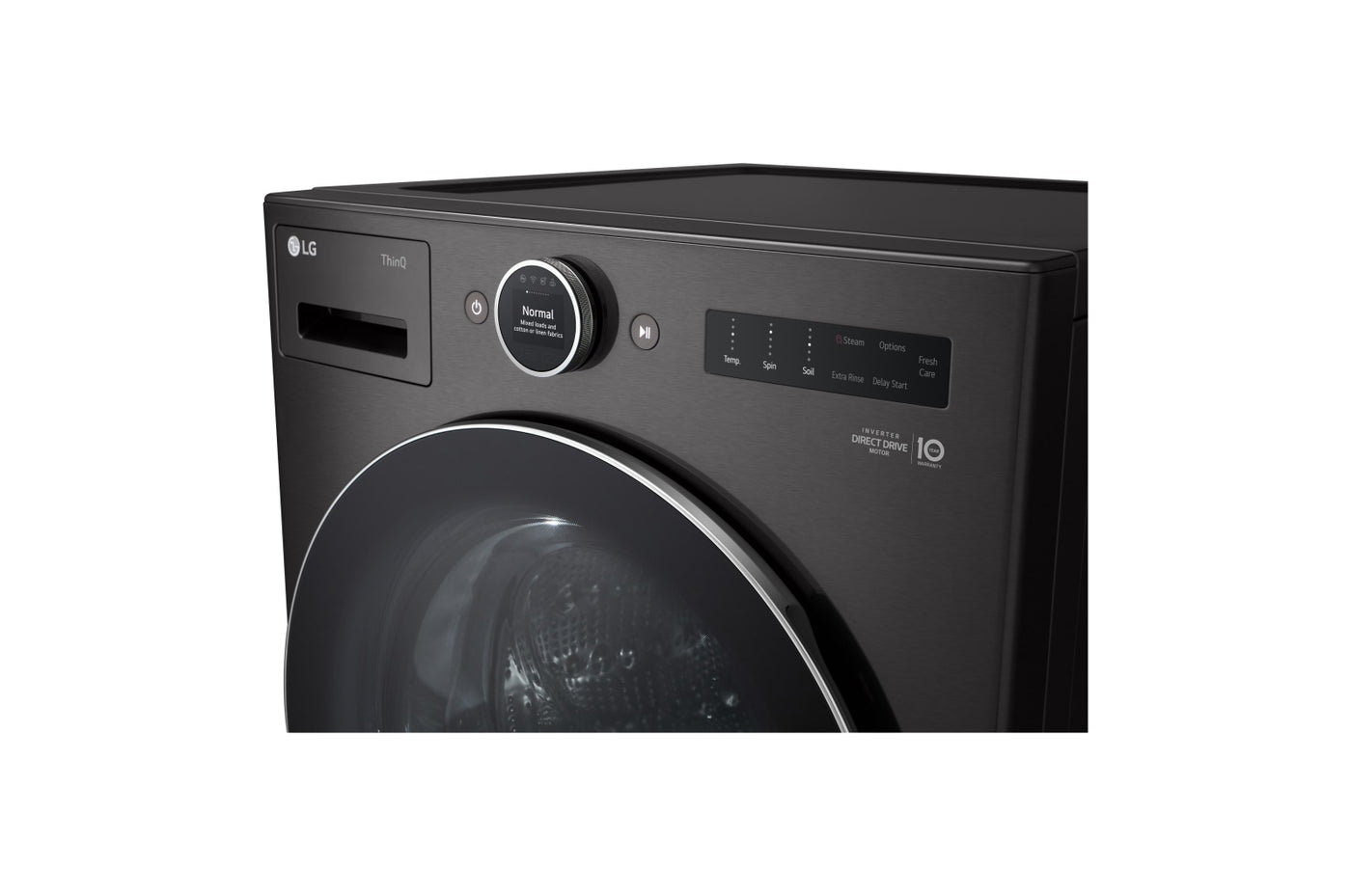 LG Black Steel 5.8 cu. ft. Front Load Washer with AI DD™ 2.0 and LCD Knob - WM6700HBA