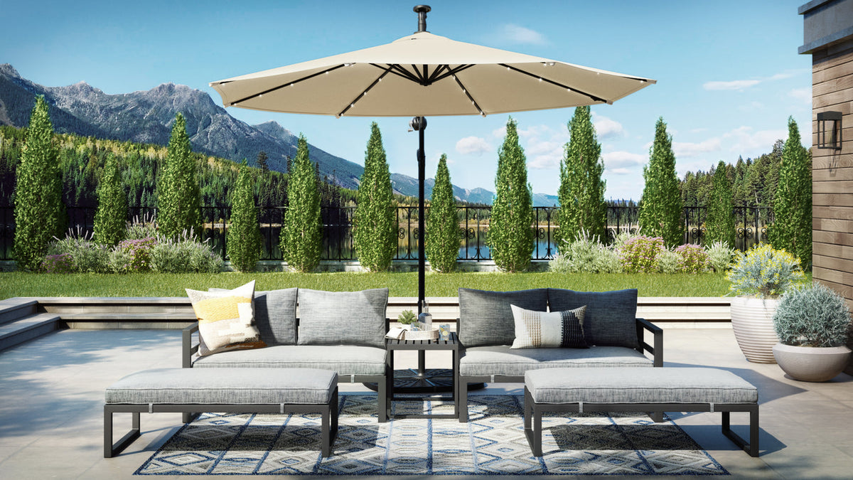 Endless Shores 5Piece Modular Outdoor Conversation Set Grey Leons