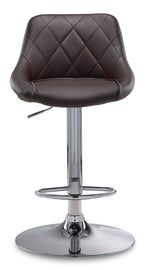 Esma Bar Height Stool - Brown, Chrome