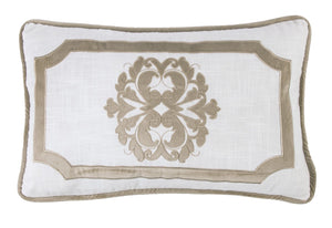 Wiscasset Velvet Decorative Pillow - White / Tan