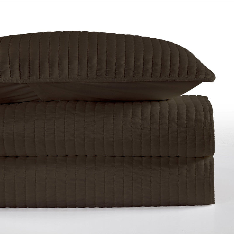 Kittery Satin Full / Queen 3 Pc. Quilt Set - Brown