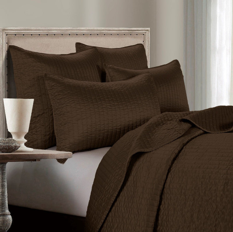 Kittery Satin Full / Queen 3 Pc. Quilt Set - Brown