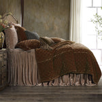 Sierpnia 3-Piece Silk Look Velvet Queen Quilt Set - Copper Brown