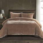 Sierpnia 3-Piece Silk Look Velvet Queen Duvet Cover Set - Dusty Rose