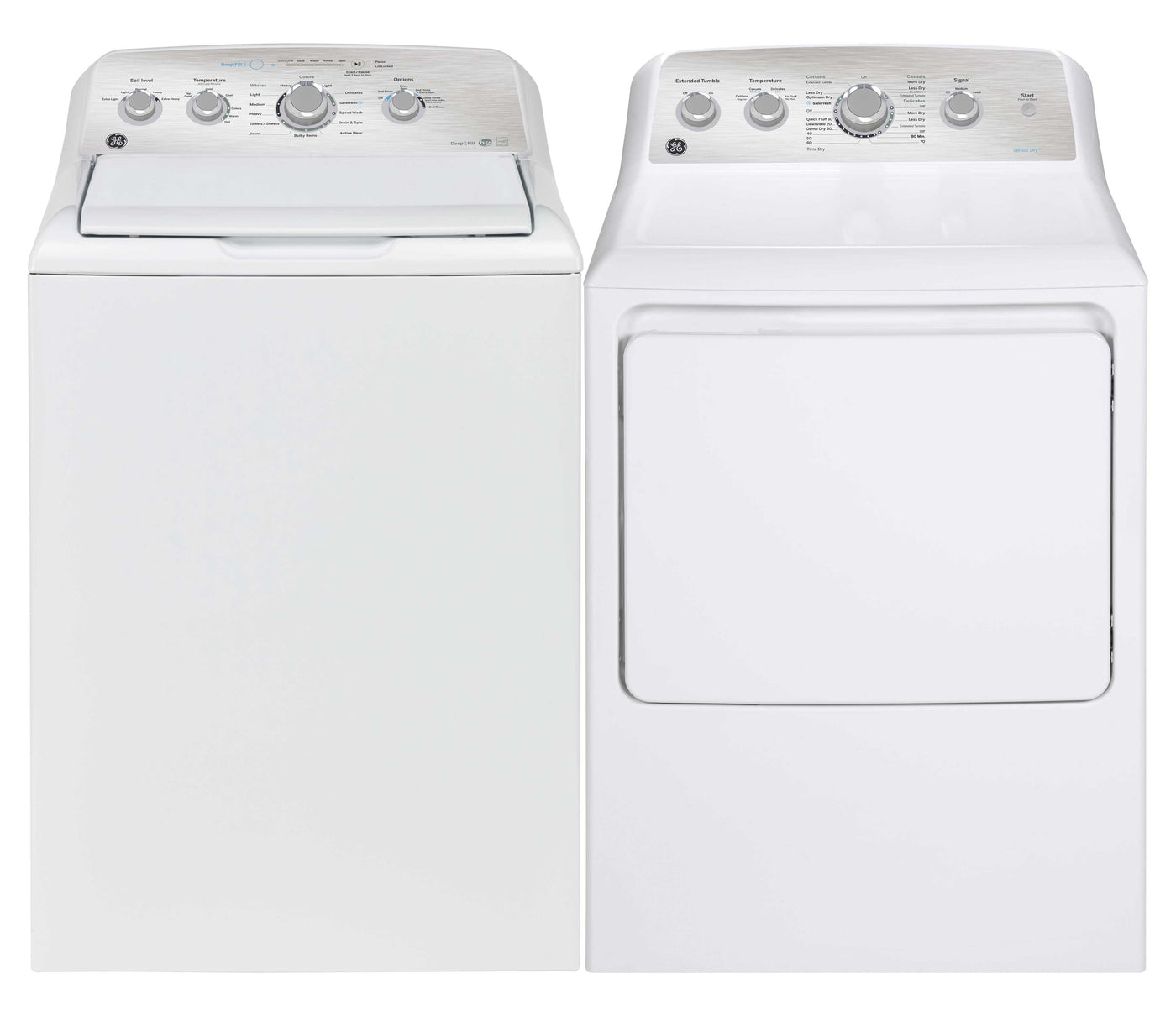 GE White Top-Load Washer (5.0 cu. ft.) & Electric Dryer (7.2 cu. ft.) - GTW550BMRWS/GTD45EBMRWS