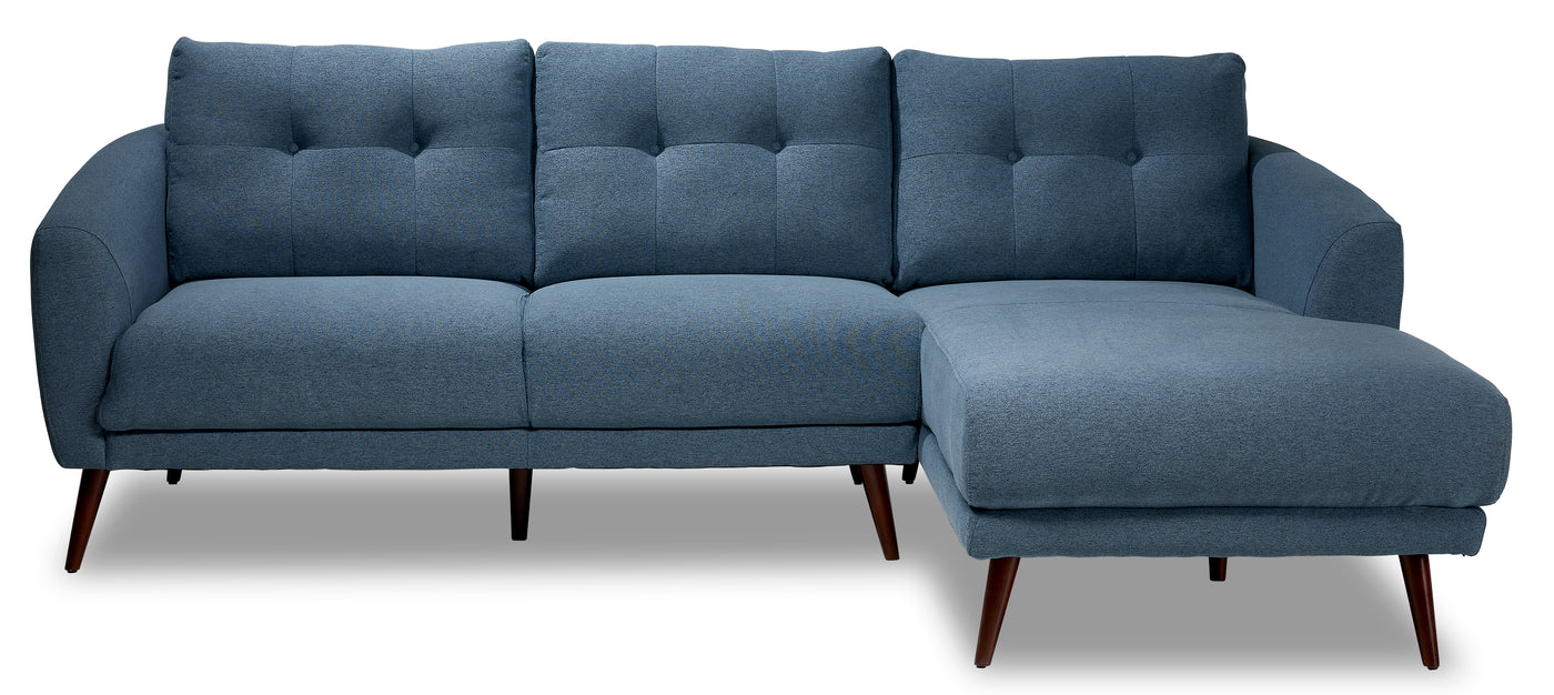 Gia 2 Piece Sectional with Right Facing Chaise - Blue