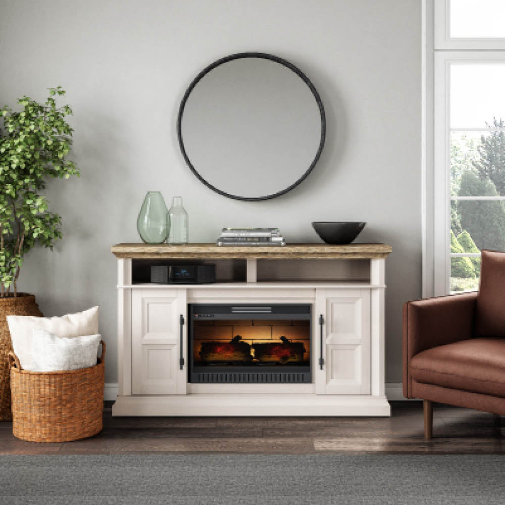 Granger Fireplace TV Stand Antique White Leon s