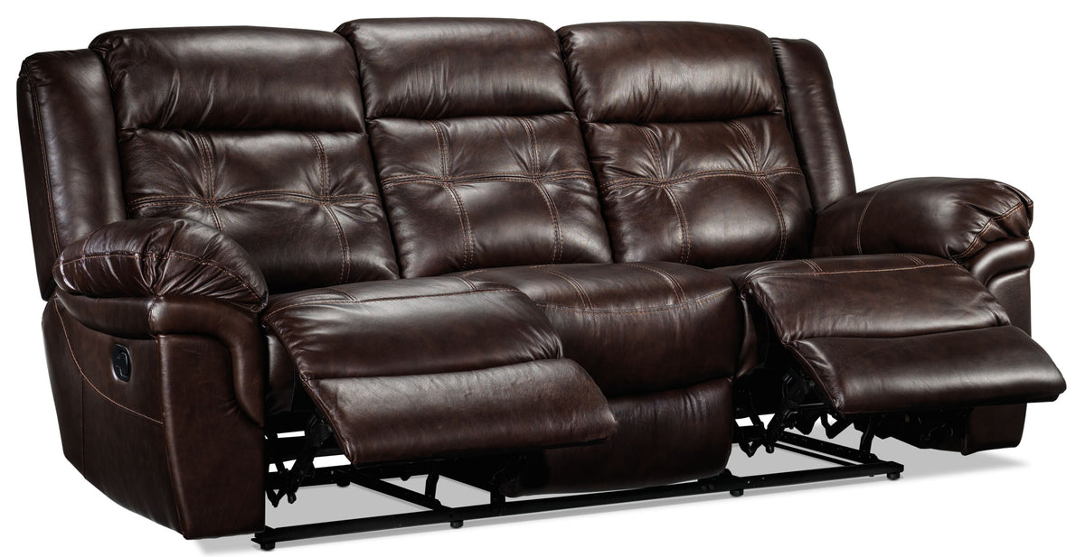 Cooper Leather Reclining Sofa Brown Leon's