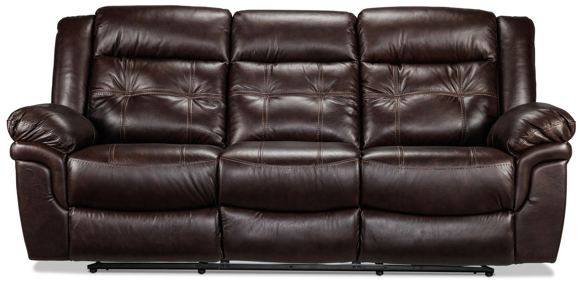 Cooper Leather Reclining Sofa Brown Leon's