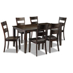 Holland 7-Piece Dining Set - Dark Oak with Wire-Brushed Finish