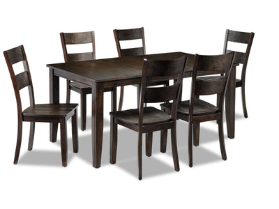Holland 7-Piece Dining Set - Dark Oak with Wire-Brushed Finish