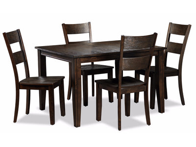 Holland 5- Piece Dining set- Dark oak with Wire - Brushed Finish