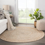 Lagkada I Area Rug - 6' Round - Beige/Grey