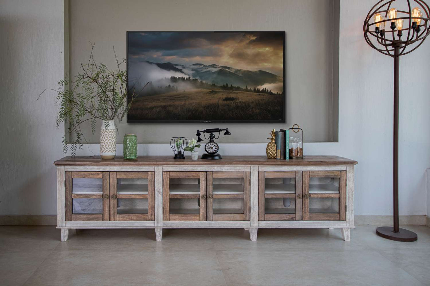 Sahara 93" TV Stand - Caramel & Cream