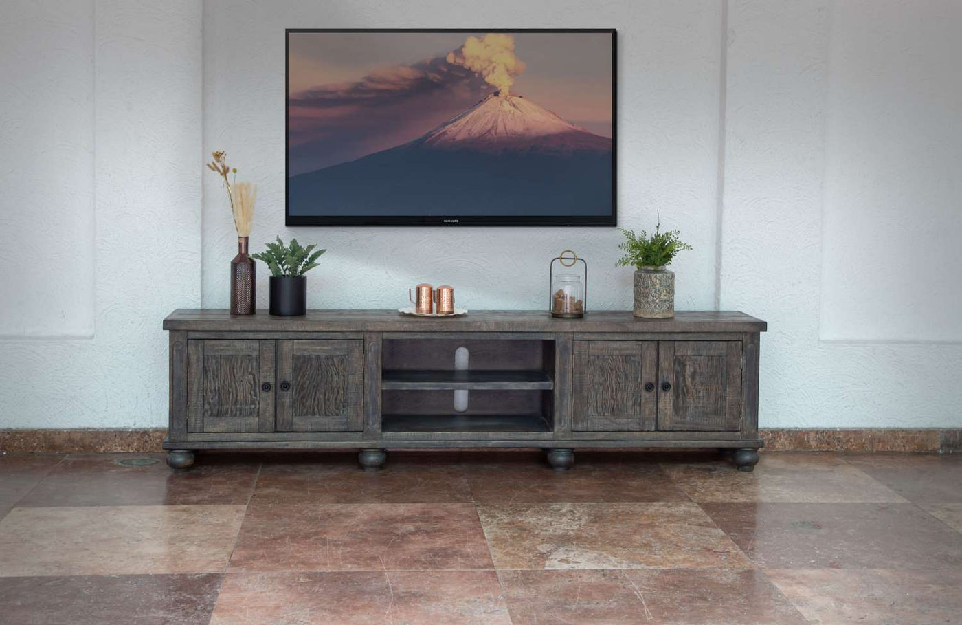 Aruba 93" TV Stand - Dark Brown