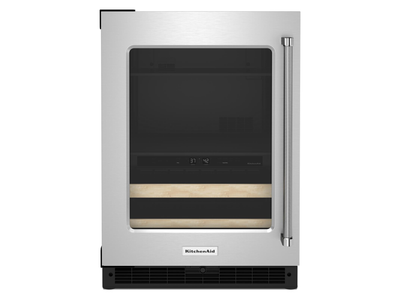 KitchenAid Stainless Beverage Centre with Glass Door and Wood-Front Racks (4.89 Cu. Ft) - KUBL214KSB