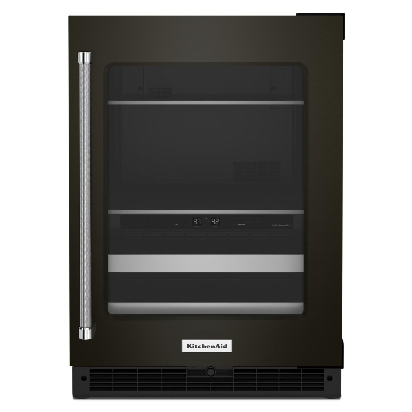 KitchenAid Black Stainless Steel 24" Beverage Centre with Glass Door and Metal-Racks ( 4.89 Cu. Ft. ) - KUBR314KBS