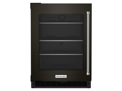 KitchenAid Black Stainless Steel with PrintShield 24" Undercounter Refrigerator with Glass Door and Shelves with Metallic Accents ( 5.20 cu. Ft ) - KURL314KBS
