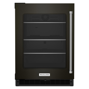 KitchenAid Black Stainless Steel with PrintShield 24" Undercounter Refrigerator with Glass Door and Shelves with Metallic Accents ( 5.20 cu. Ft ) - KURL314KBS