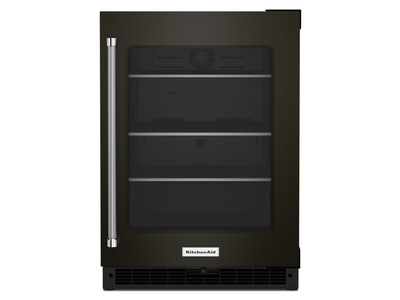 KitchenAid Black Stainless Steel 24" Undercounter Refrigerator with Glass Door and Shelves with Metallic Accents ( 5.20 Cu.Ft ) - KURR314KBS