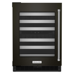 KitchenAid Black Stainless Undercounter Wine Cellar with Glass Door and Metal-Front Racks (4.97 Cu. Ft ) - KUWL314KBS